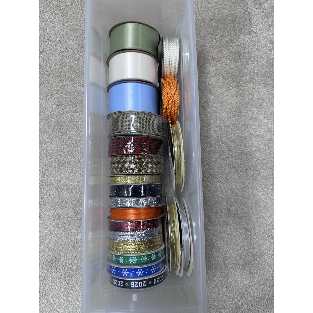 18 Various Spools Of Ribbon colorful and patterned Holiday Themed Trim Crafting